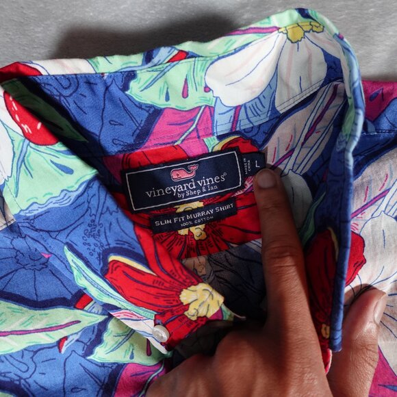 Vineyard Vines Slim Fit Murray Shirt Mens L Floral Hawaiian Lightweight - Picture 6 of 9